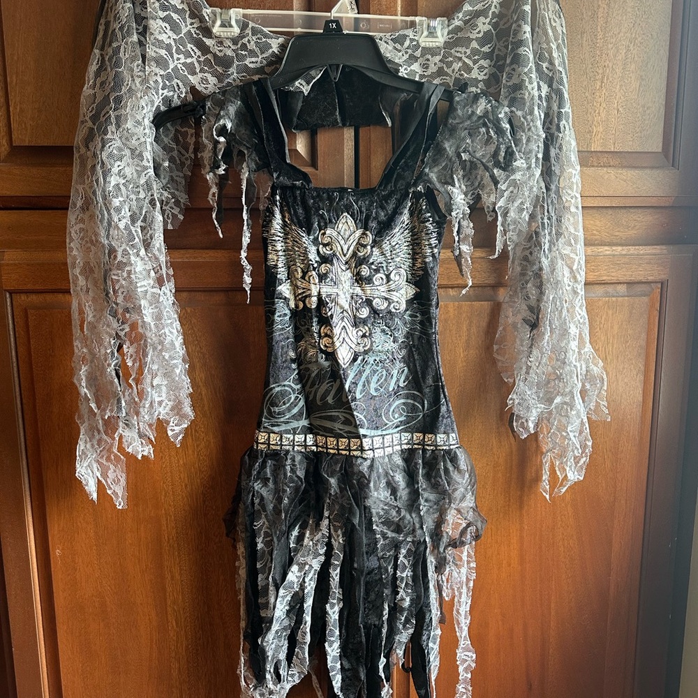 In character Gothic Fallen Angel Costume - small
